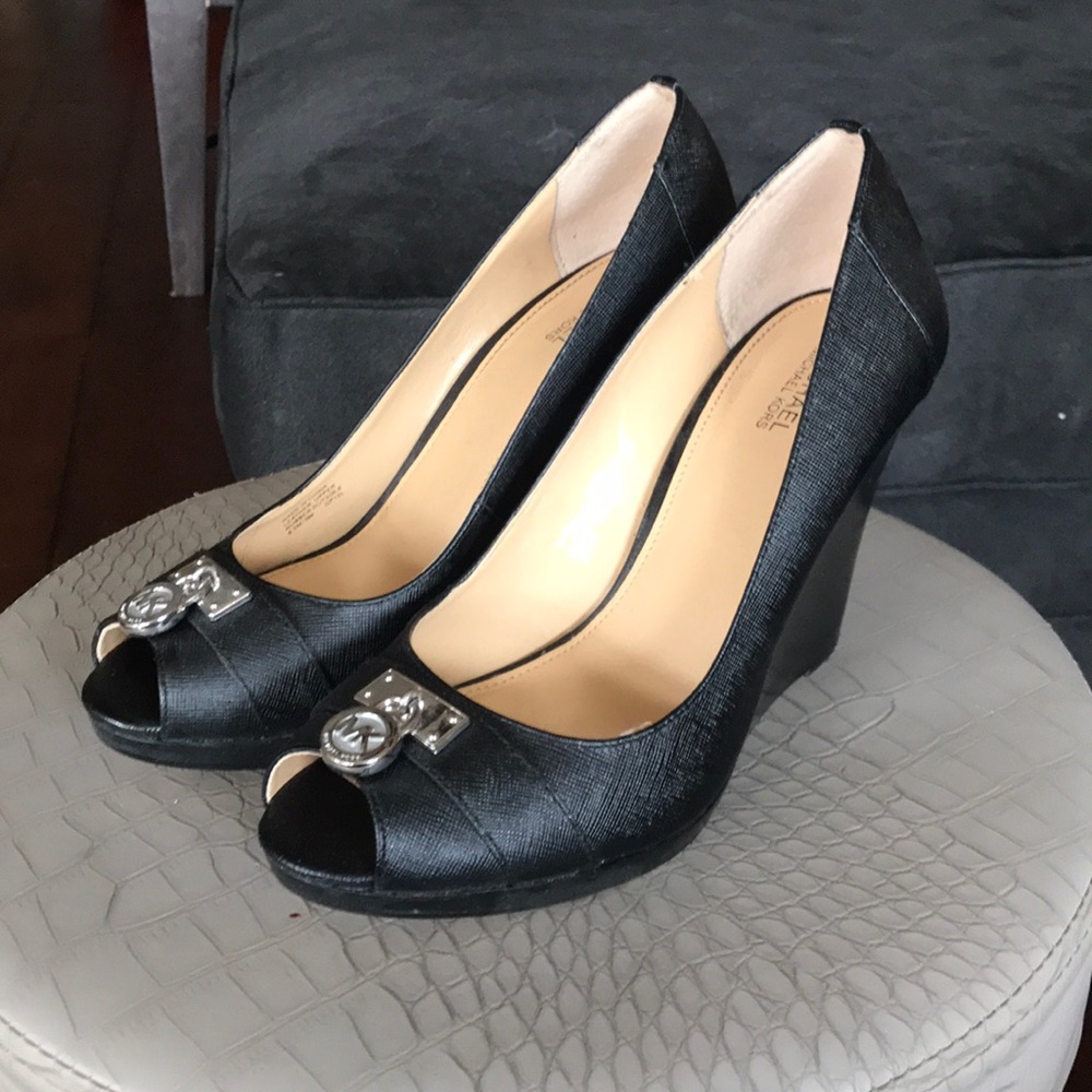 Michael Kora wedge heel black Leather